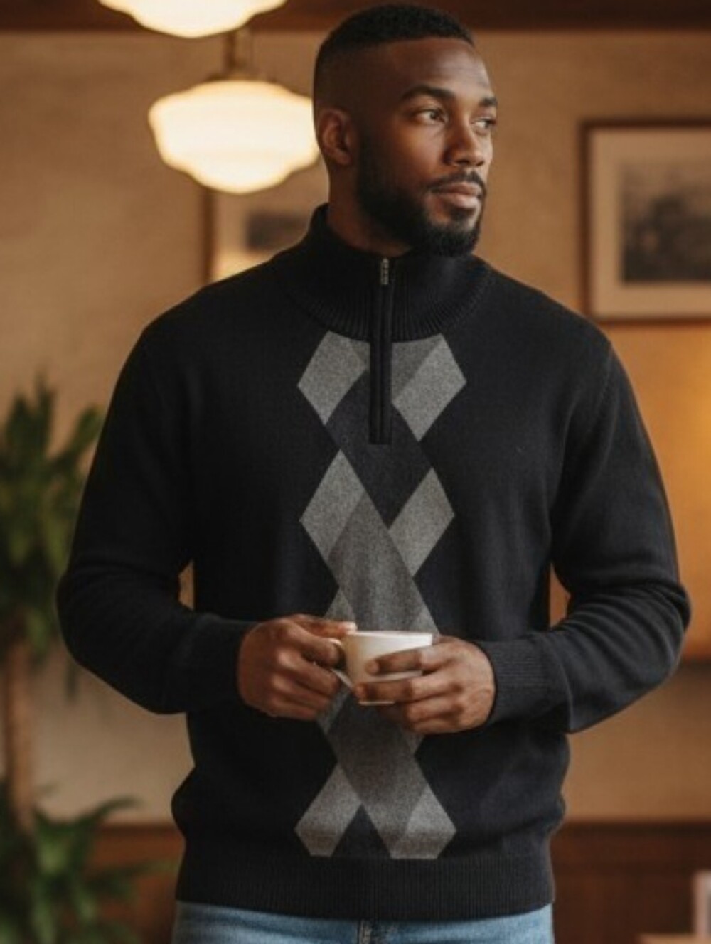 Alfani Men's Quarter Zip Sweater - Size XL